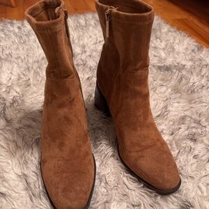 Tan Velvet ankle Boots - 2.5” Heel